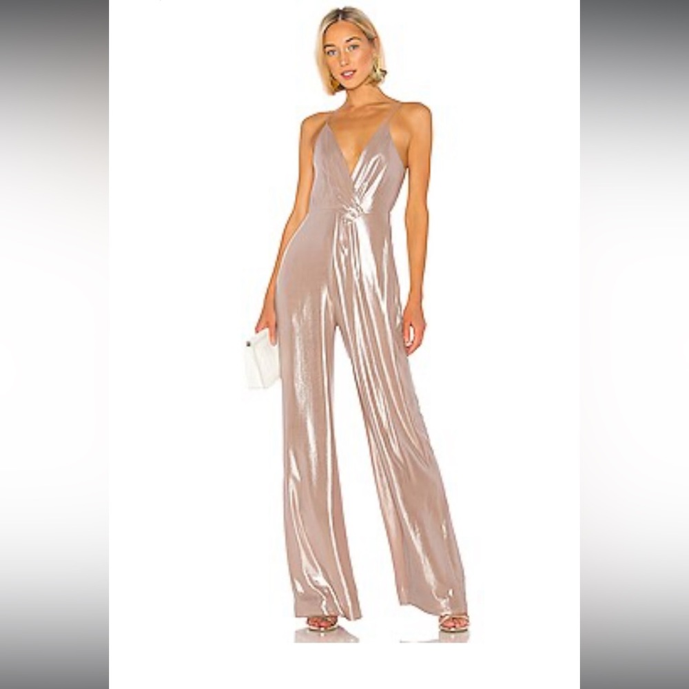 Jonathan Simkhai Metallic Chiffon Tieback Jumpsuit - M - NWT